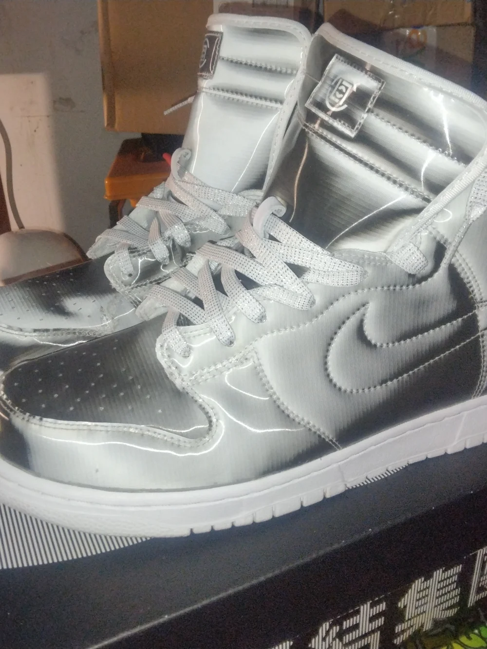 Nike Dunks Hi/C Black,Silver and White- 12